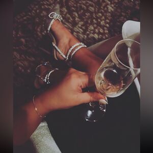 Gray sparkle bow heels